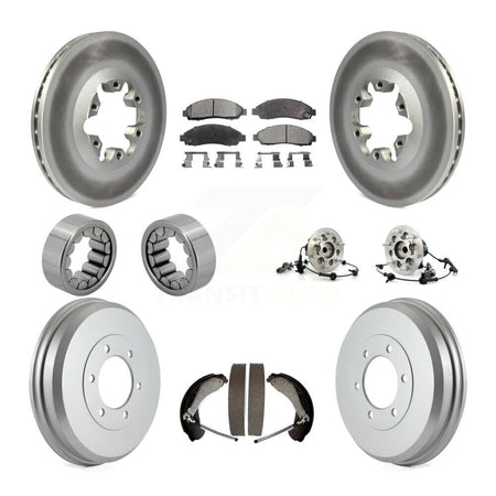 Front Rear Hub Bearing Coated Brake Rotor Pads Shoe Kit (10Pc) For Chevrolet Colorado GMC KBB-111444