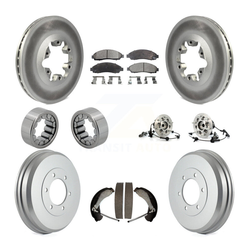 Front Rear Hub Bearing Coated Brake Rotor Pads Shoe Kit (10Pc) For Chevrolet Colorado GMC KBB-111444