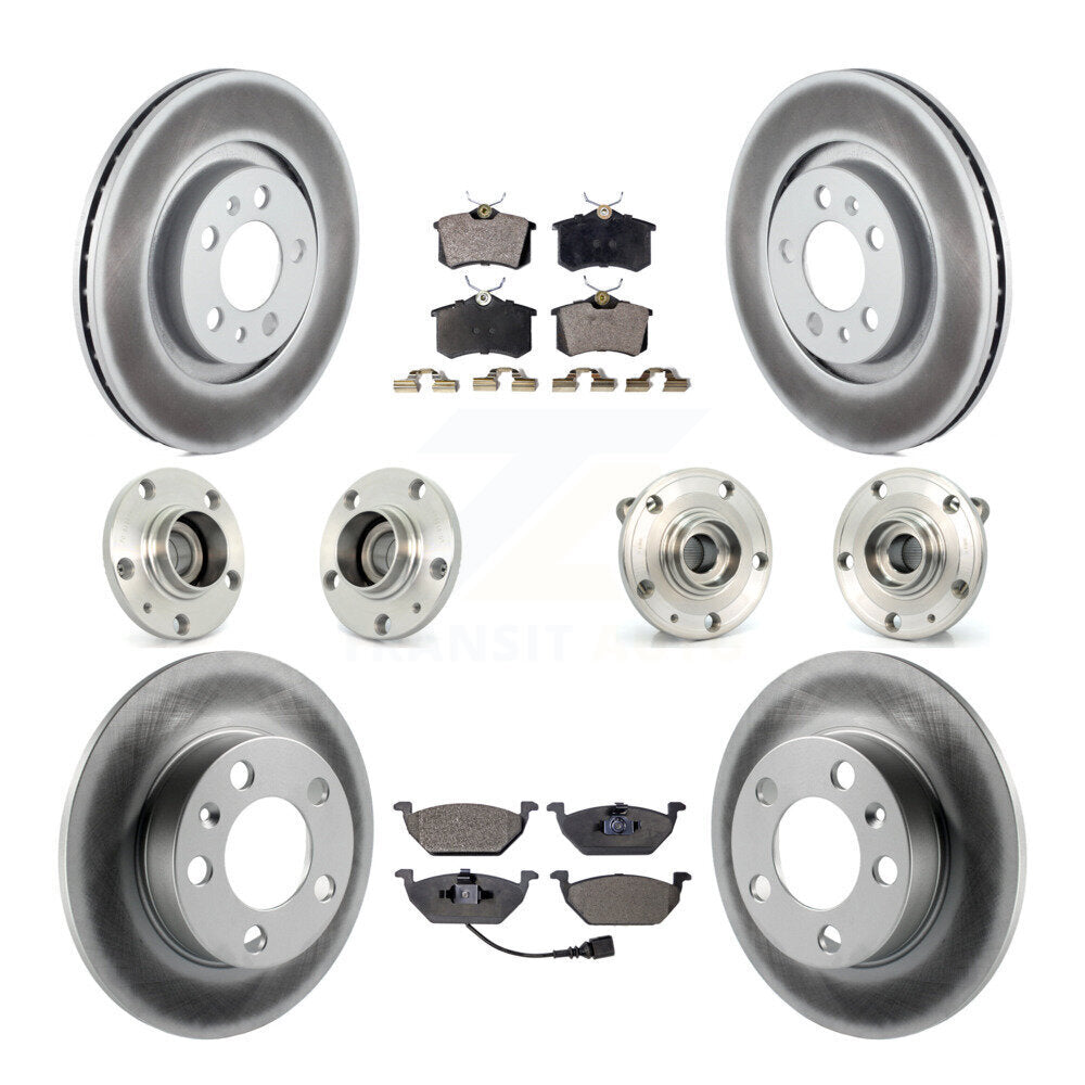 Front Rear Hub Bearing Coated Brake Rotor Pads Kit (10Pc) For 07-09 Volkswagen Jetta City KBB-111451
