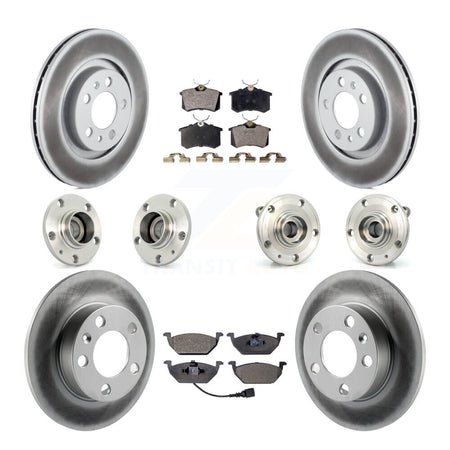 Front Rear Hub Bearing Coated Brake Rotor Pads Kit (10Pc) For 07-09 Volkswagen Jetta City KBB-111451