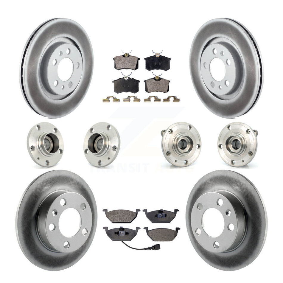 Front Rear Hub Bearing Coated Brake Rotor Pads Kit (10Pc) For 07-09 Volkswagen Jetta City KBB-111451