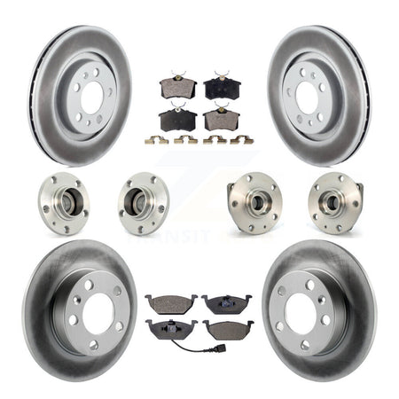 Front Rear Hub Bearing Coated Disc Brake Rotor & Pads Kit (10Pc) For Volkswagen Golf City KBB-111452