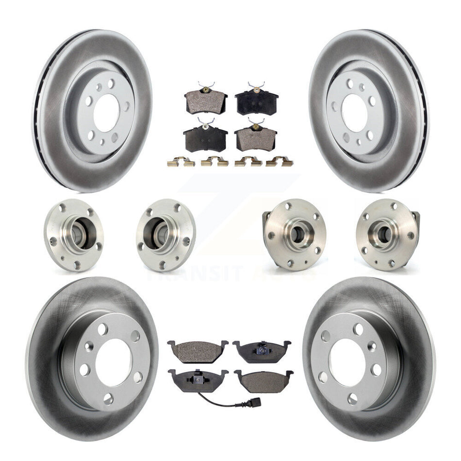 Front Rear Hub Bearing Coated Disc Brake Rotor & Pads Kit (10Pc) For Volkswagen Golf City KBB-111452