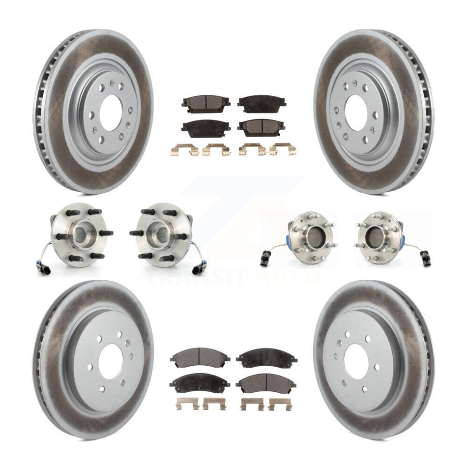 Front Rear Hub Bearings Assembly Coated Disc Brake Rotors And Semi-Metallic Pads Kit (10Pc) For Cadillac SRX RWD KBB-111479