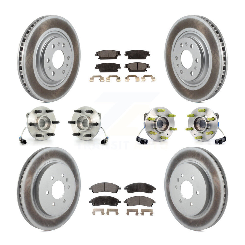 Front Rear Hub Bearings Assembly Coated Disc Brake Rotors And Semi-Metallic Pads Kit (10Pc) For Cadillac SRX AWD KBB-111480
