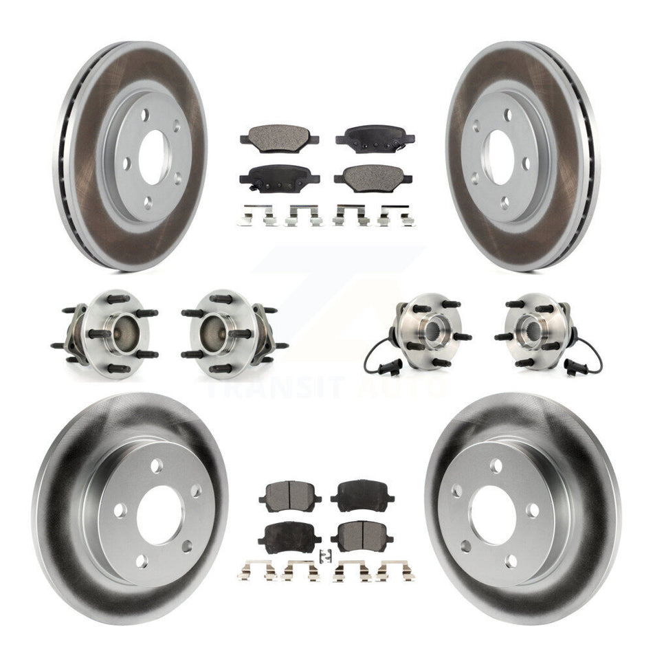 Front Rear Hub Bearings Assembly Coated Disc Brake Rotors And Semi-Metallic Pads Kit (10Pc) For Chevrolet Malibu Pontiac G6 With 276mm Diameter Rotor KBB-111498
