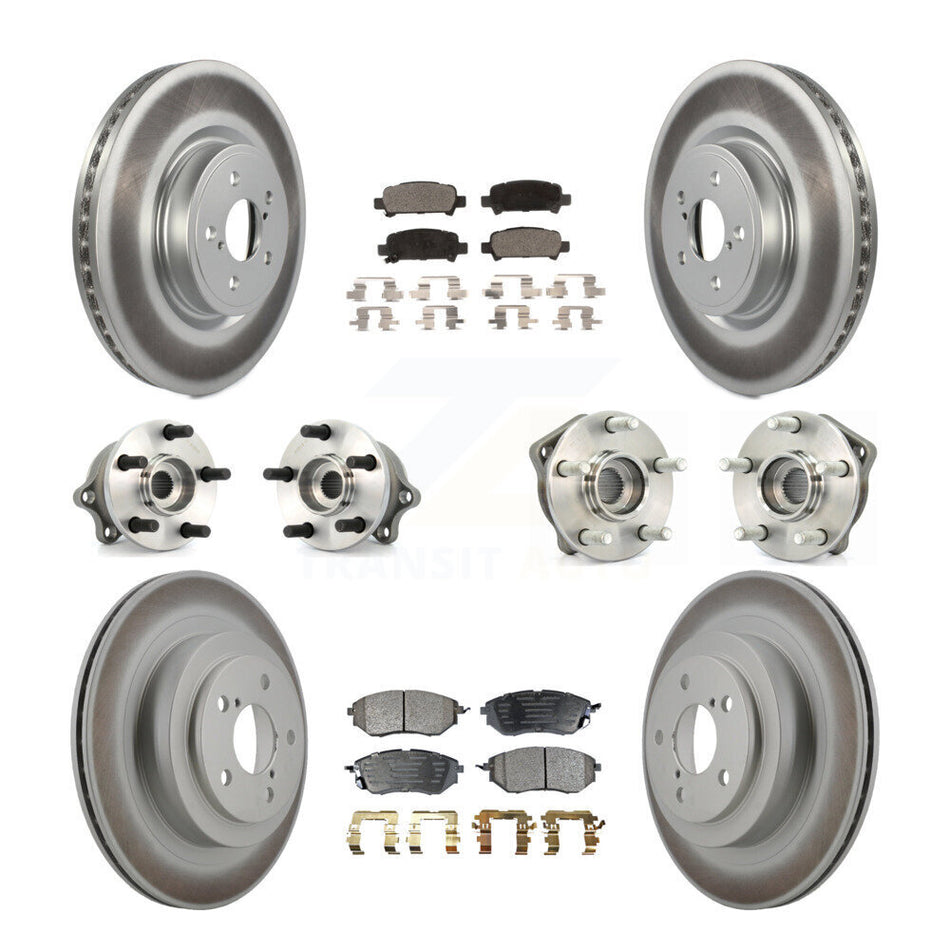 Front Rear Hub Bearings Assembly Coated Disc Brake Rotors And Semi-Metallic Pads Kit (10Pc) For Subaru Legacy KBB-111504