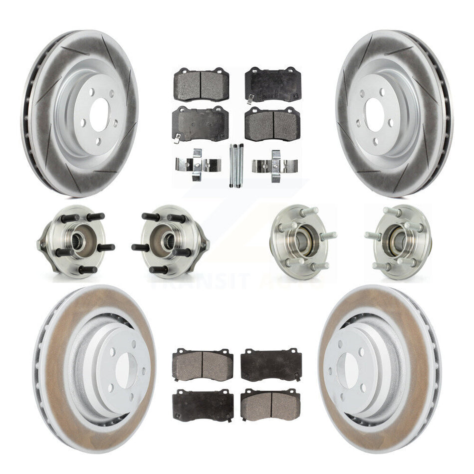 Front Rear Hub Bearings Assembly Coated Disc Brake Rotors And Semi-Metallic Pads Kit (10Pc) For Chrysler 300 Dodge Charger Magnum KBB-111511