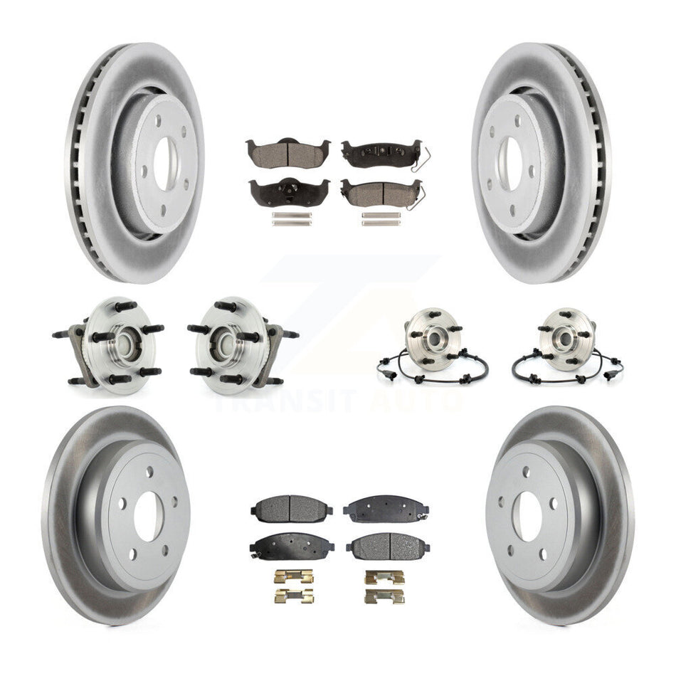 Front Rear Hub Bearings Assembly Coated Disc Brake Rotors And Semi-Metallic Pads Kit (10Pc) For Jeep Grand Cherokee Commander KBB-111519