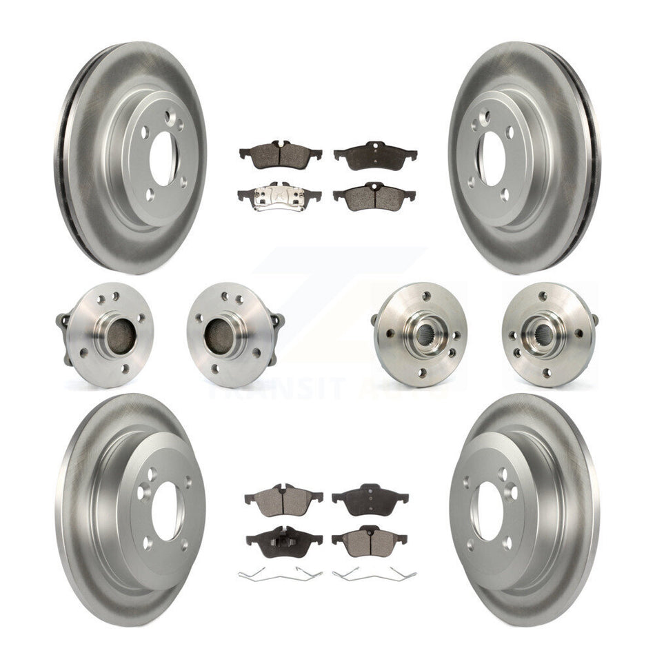 Front Rear Hub Bearings Assembly Coated Disc Brake Rotors And Semi-Metallic Pads Kit (10Pc) For 2002-2005 Mini Cooper With 276mm Diameter Rotor KBB-111520