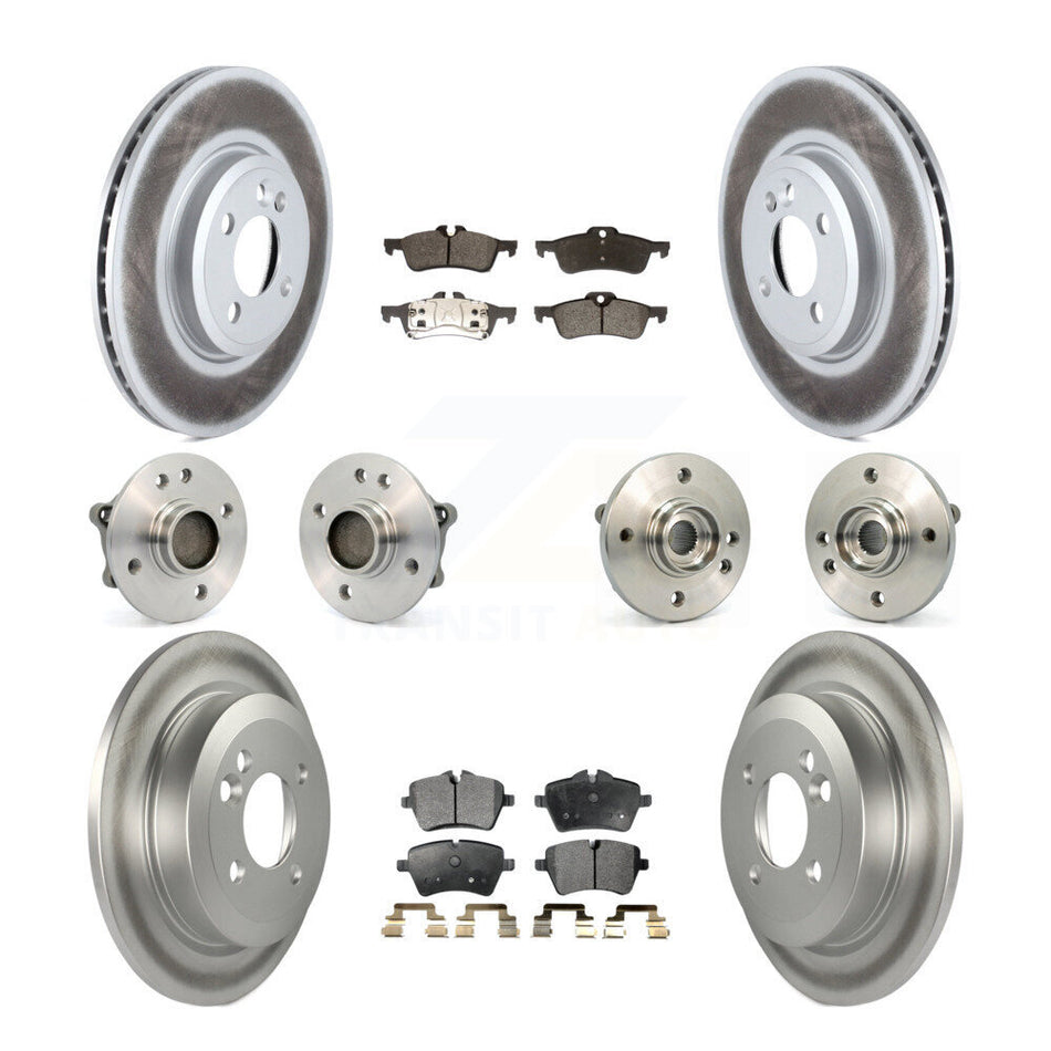 Front Rear Hub Bearings Assembly Coated Disc Brake Rotors And Semi-Metallic Pads Kit (10Pc) For 2002-2005 Mini Cooper With 294mm Diameter Rotor 4 Lug Wheels KBB-111521