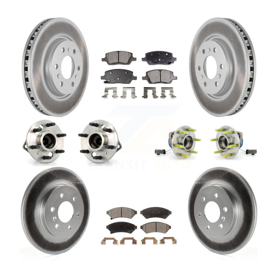 Front Rear Hub Bearings Coated Disc Brake Rotors And Semi-Metallic Pads Kit (10Pc) For Chevrolet Uplander Pontiac Montana Buick Terraza Saturn Relay 4 Hole Rectangular Flange KBB-111522