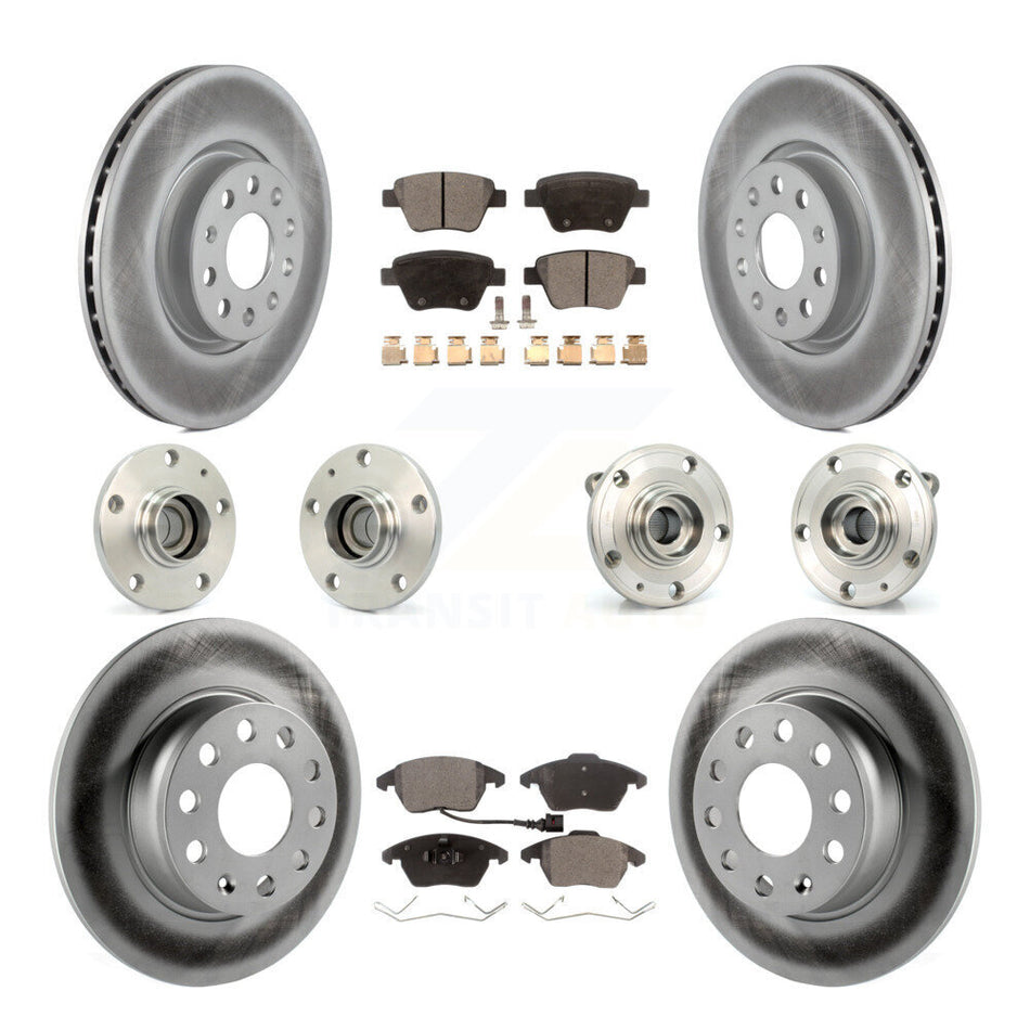 Front Rear Hub Bearings Assembly Coated Disc Brake Rotors And Semi-Metallic Pads Kit (10Pc) For Volkswagen Beetle GTI KBB-111531