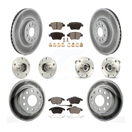 Front Rear Hub Bearing Coated Brake Rotor Pads Kit (10Pc) For 17-18 Volkswagen Jetta 2.0L KBB-111532