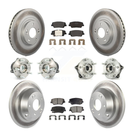 Front Rear Hub Bearing Coated Brake Rotor & Pads Kit (10Pc) For 2014-2015 Kia Sorento FWD KBB-111548