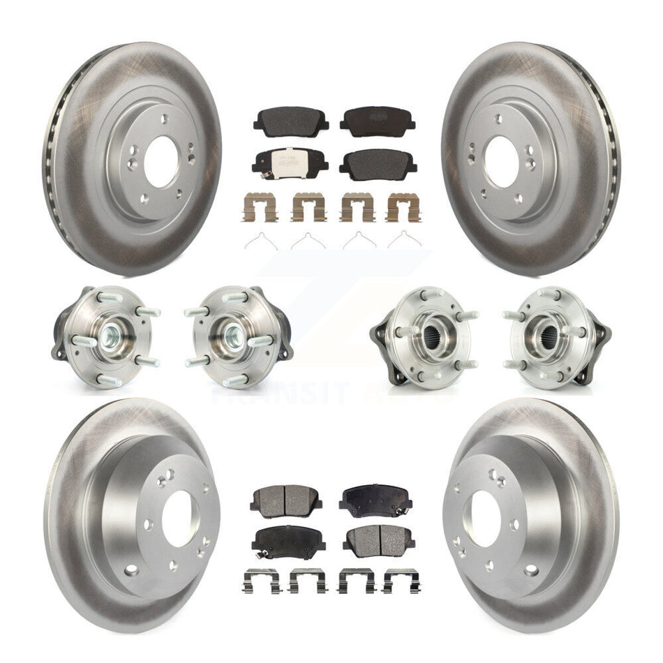 Front Rear Hub Bearing Coated Brake Rotor & Pads Kit (10Pc) For 2014-2015 Kia Sorento FWD KBB-111548