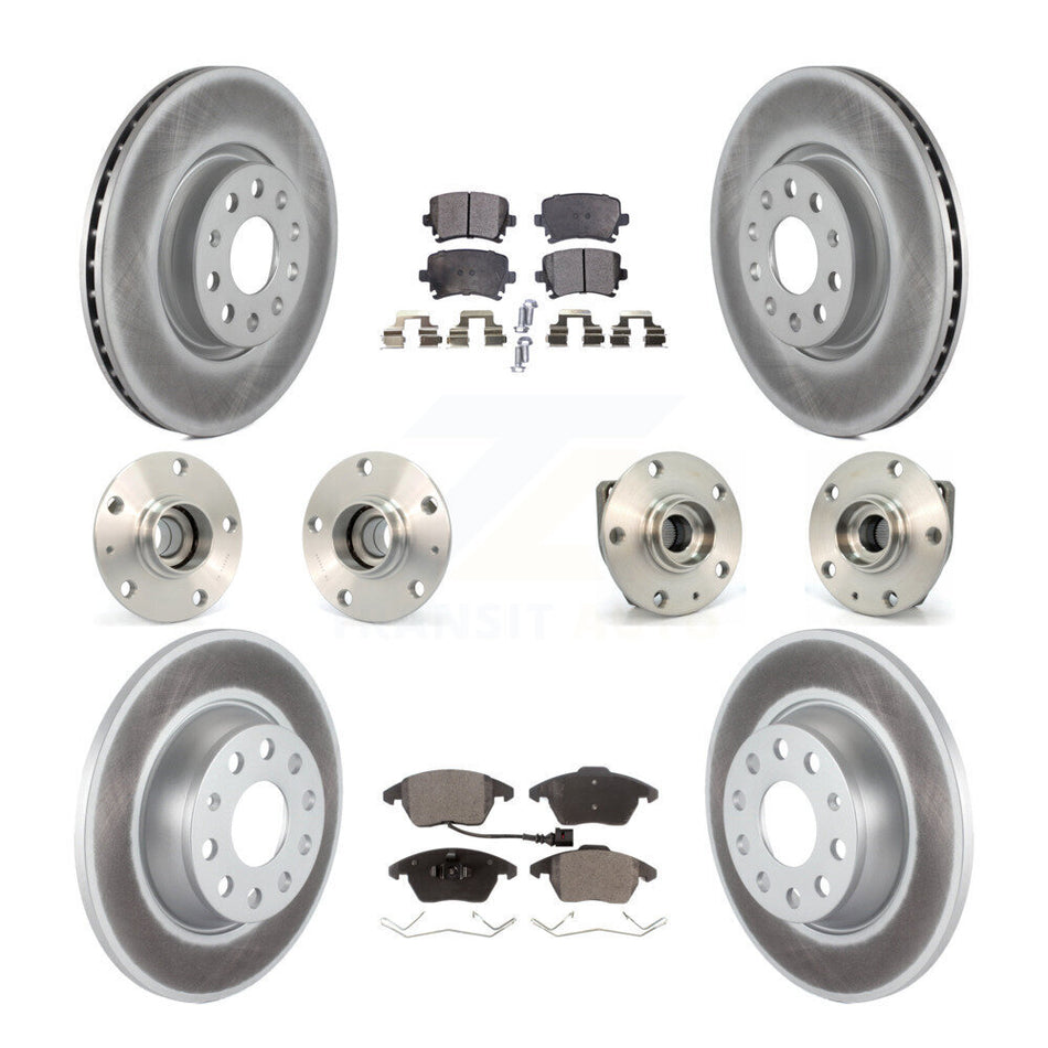 Front Rear Hub Bearings Assembly Coated Disc Brake Rotors And Semi-Metallic Pads Kit (10Pc) For Volkswagen GTI Audi A3 KBB-111567