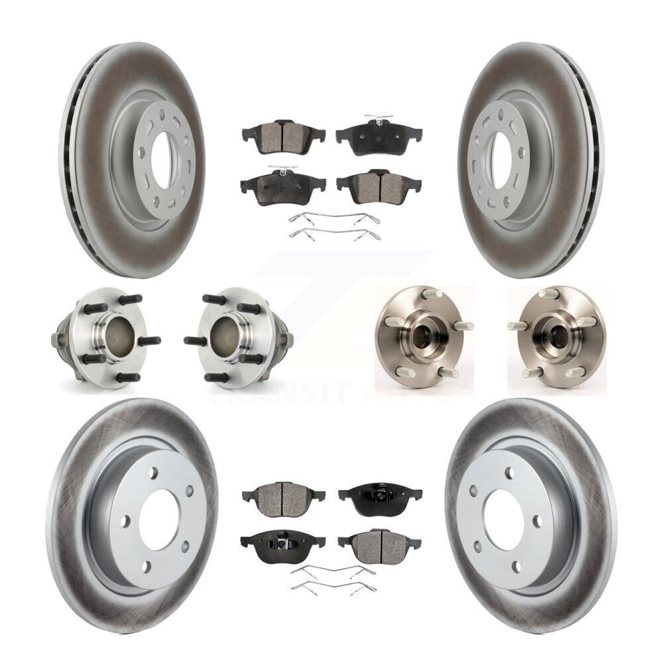 Front Rear Hub Bearings Assembly Coated Disc Brake Rotors And Semi-Metallic Pads Kit (10Pc) For Mazda 3 2.3L with 4-Wheel ABS KBB-111574