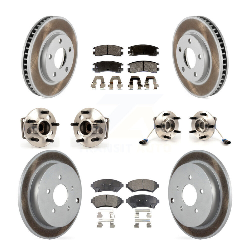Front Rear Hub Bearings Assembly Coated Disc Brake Rotors And Semi-Metallic Pads Kit (10Pc) For Pontiac Montana KBB-111579
