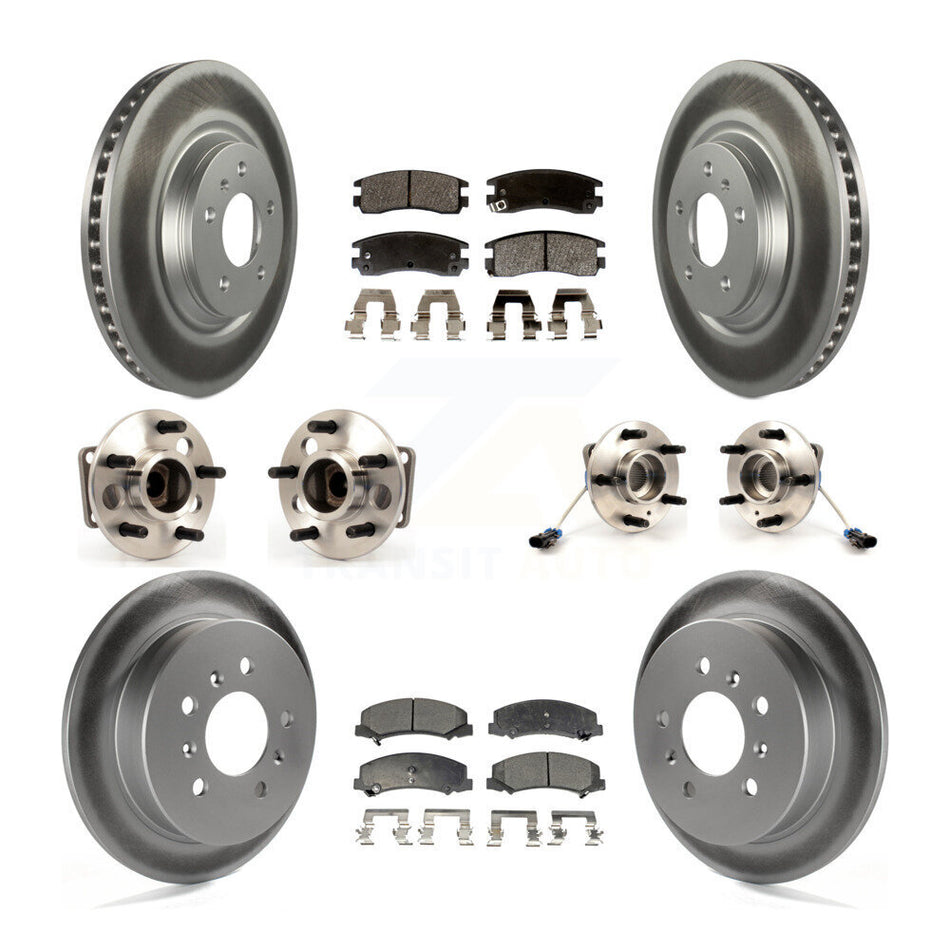 Front Rear Hub Bearings Assembly Coated Disc Brake Rotors And Semi-Metallic Pads Kit (10Pc) For Buick LaCrosse Allure KBB-111586