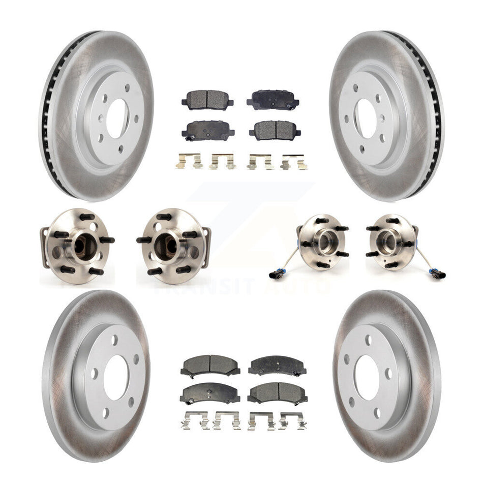 Front Rear Hub Bearings Assembly Coated Disc Brake Rotors And Semi-Metallic Pads Kit (10Pc) For Chevrolet Impala Limited KBB-111588