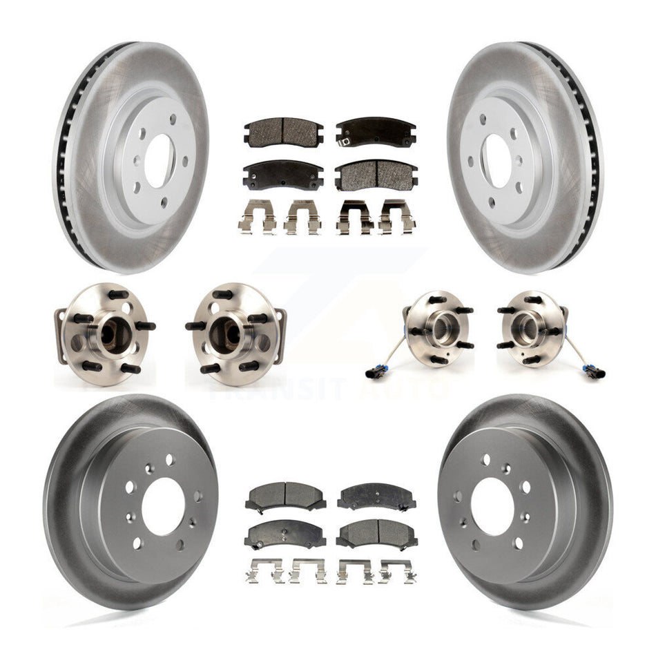 Front Rear Hub Bearings Assembly Coated Disc Brake Rotors And Semi-Metallic Pads Kit (10Pc) For Chevrolet Impala Monte Carlo KBB-111589
