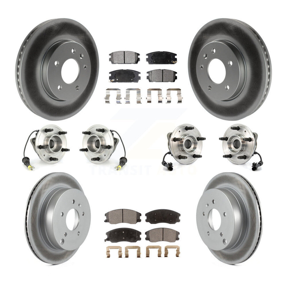 Front Rear Hub Bearings Assembly Coated Disc Brake Rotors And Semi-Metallic Pads Kit (10Pc) For Chevrolet Equinox Saturn Vue Captiva Sport Pontiac Torrent Suzuki XL-7 KBB-111592