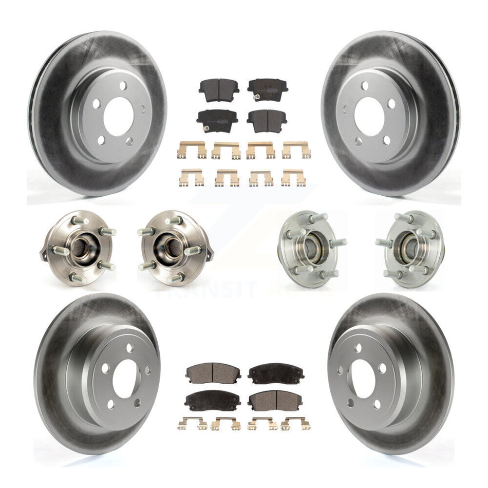 Front Rear Hub Bearings Assembly Coated Disc Brake Rotors And Semi-Metallic Pads Kit (10Pc) For Dodge Charger Chrysler 300 Challenger KBB-111598