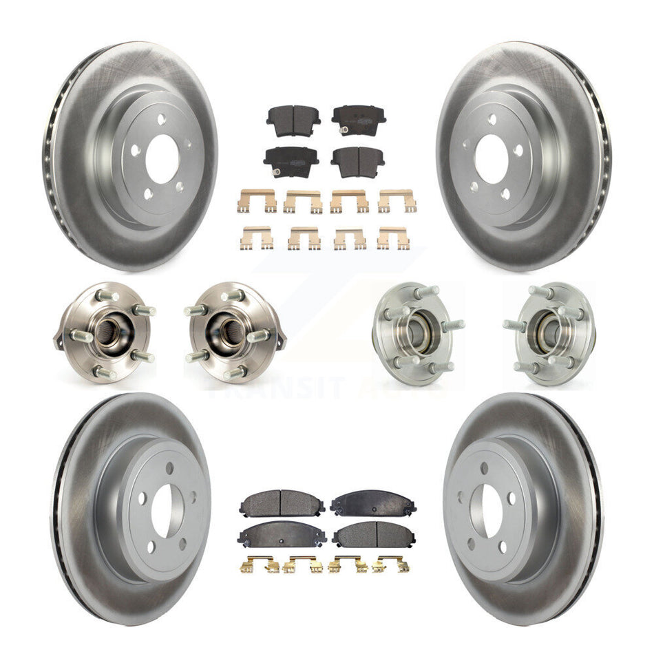 Front Rear Hub Bearings Assembly Coated Disc Brake Rotors And Semi-Metallic Pads Kit (10Pc) For Dodge Chrysler 300 Charger Challenger KBB-111599