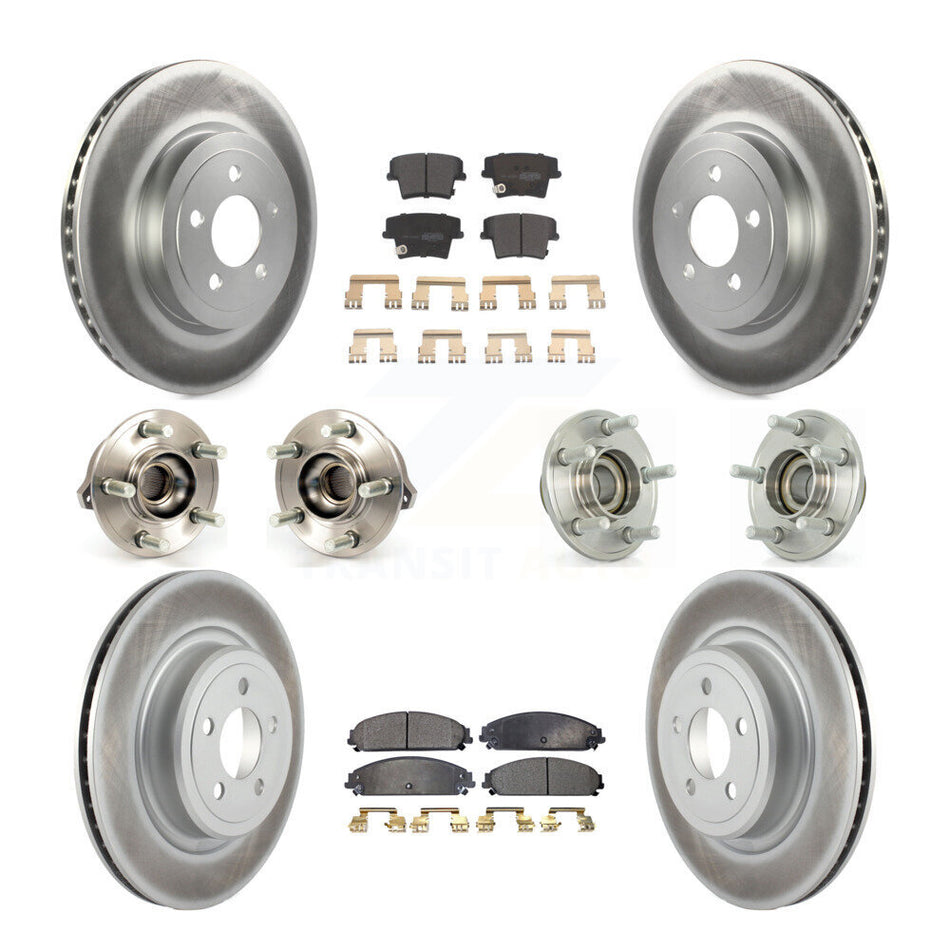Front Rear Hub Bearings Assembly Coated Disc Brake Rotors And Semi-Metallic Pads Kit (10Pc) For Dodge Charger With Police Package KBB-111600