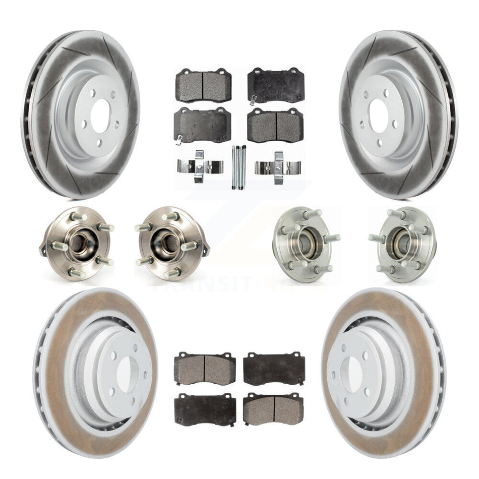 Front Rear Hub Bearings Assembly Coated Disc Brake Rotors And Semi-Metallic Pads Kit (10Pc) For Dodge Charger Chrysler 300 Challenger KBB-111601