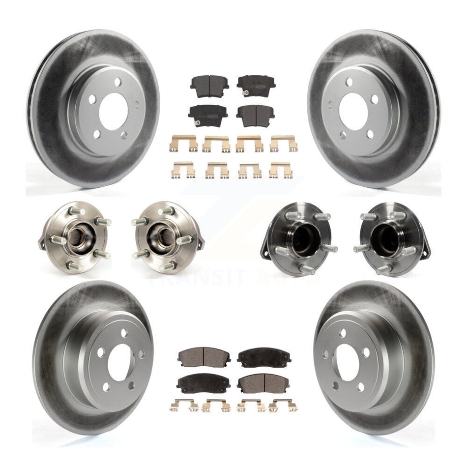 Front Rear Hub Bearings Assembly Coated Disc Brake Rotors And Semi-Metallic Pads Kit (10Pc) For Dodge Charger Chrysler 300 KBB-111608