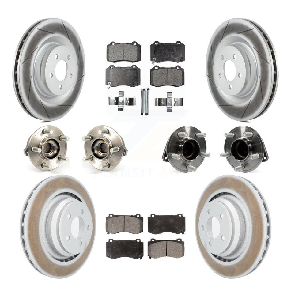 Front Rear Hub Bearings Assembly Coated Disc Brake Rotors And Semi-Metallic Pads Kit (10Pc) For 2012 Chrysler 300 SRT8 with RWD With Heavy Duty Brakes KBB-111611