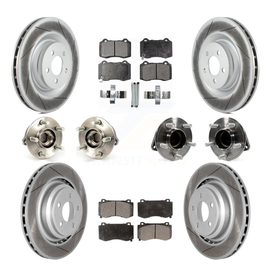Front Rear Hub Bearings Assembly Coated Disc Brake Rotors And Semi-Metallic Pads Kit (10Pc) For 2012 Chrysler 300 SRT8 with RWD With Heavy Duty Brakes KBB-111612