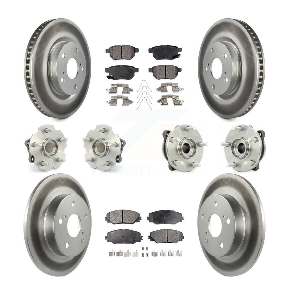 Front Rear Hub Bearings Assembly Coated Disc Brake Rotors And Semi-Metallic Pads Kit (10Pc) For 2011-2016 Scion tC Manual transmission KBB-111620