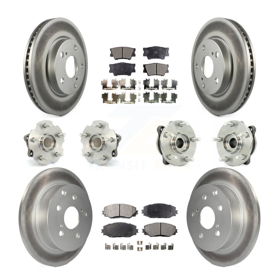 Front Rear Hub Bearings Assembly Coated Disc Brake Rotors And Semi-Metallic Pads Kit (10Pc) For 2013-2018 Toyota RAV4 LE with FWD KBB-111621