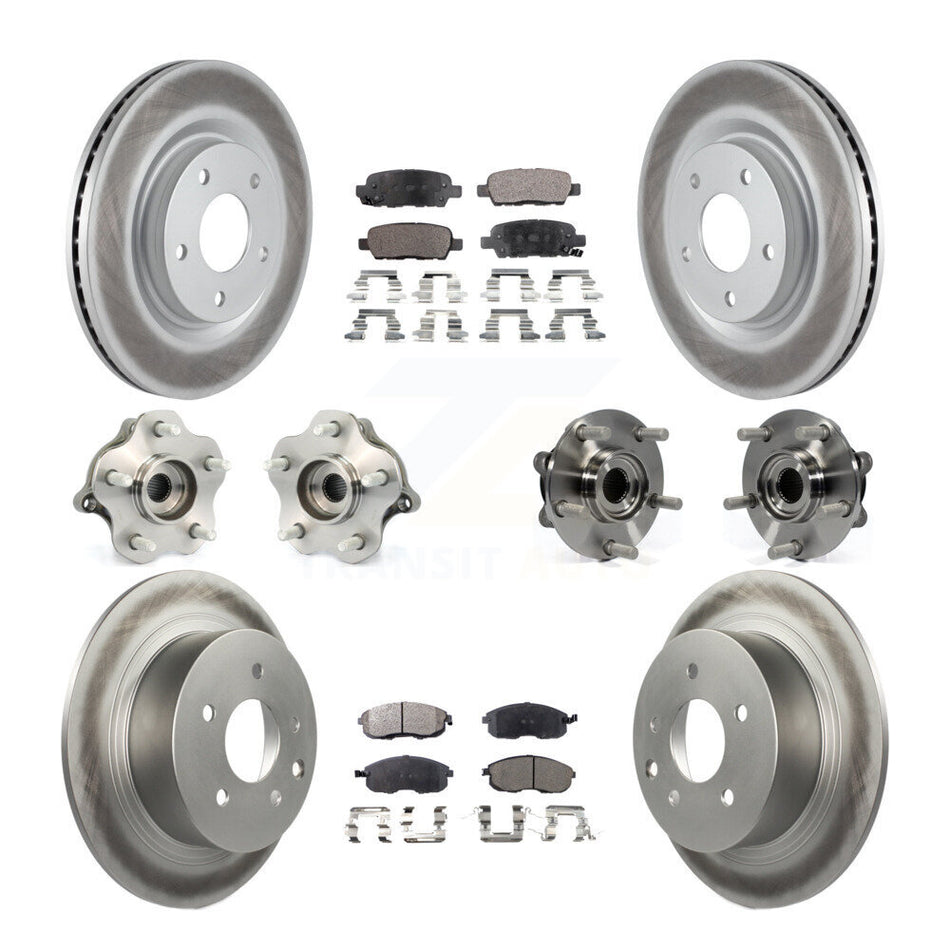 Front Rear Hub Bearings Assembly Coated Disc Brake Rotors And Semi-Metallic Pads Kit (10Pc) For Nissan Juke KBB-111624