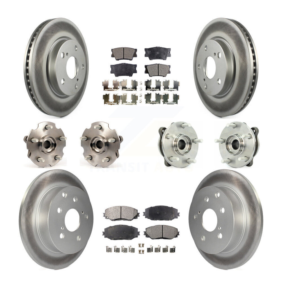 Front Rear Hub Bearings Assembly Coated Disc Brake Rotors And Semi-Metallic Pads Kit (10Pc) For 2013-2018 Toyota RAV4 LE with AWD KBB-111628