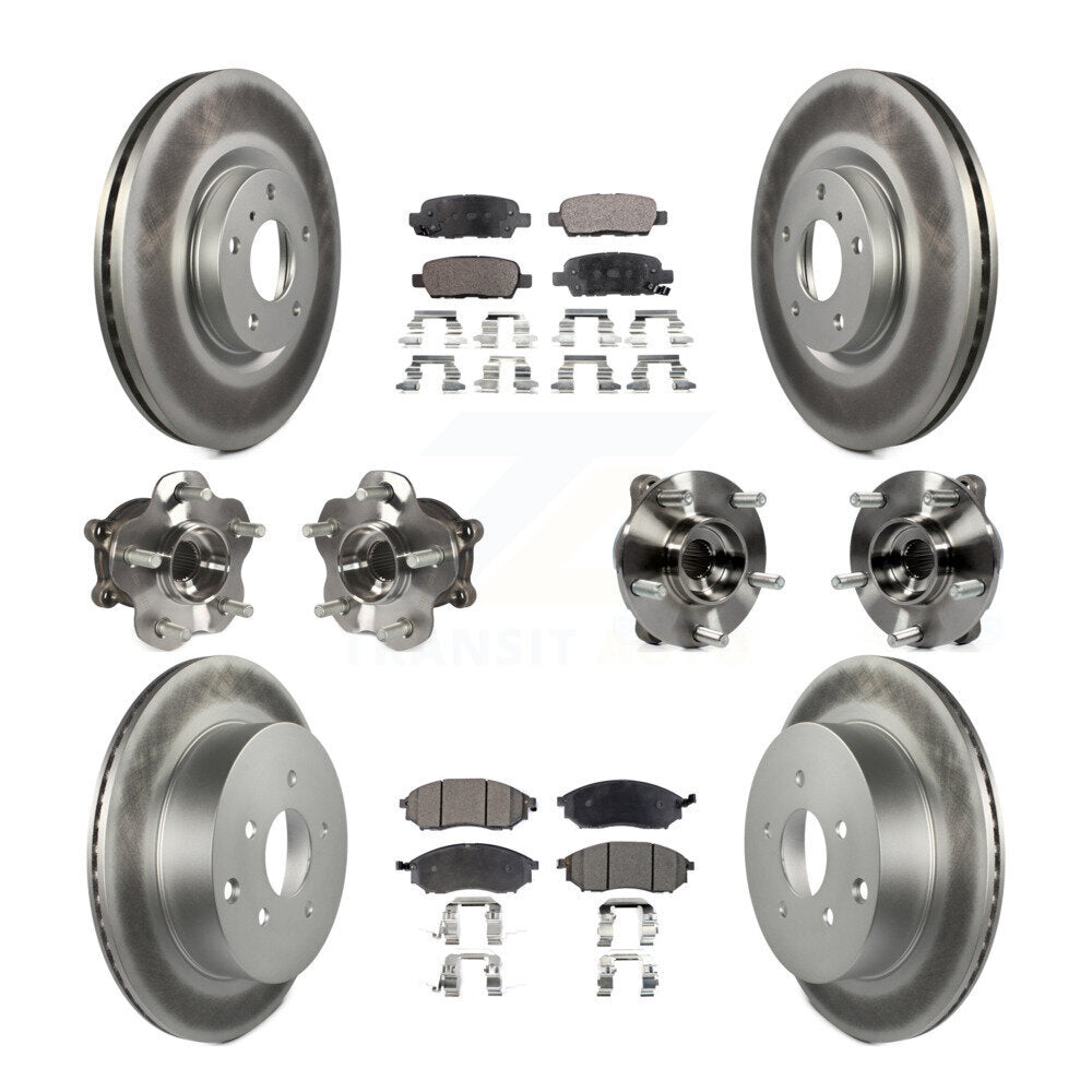 Front Rear Hub Bearing Coated Brake Rotor Pads Kit (10Pc) For 2015-2017 INFINITI QX70 AWD KBB-111634