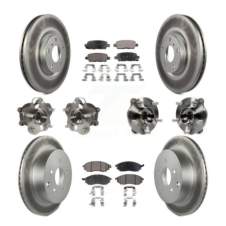Front Rear Hub Bearing Coated Brake Rotor Pads Kit (10Pc) For 2015-2017 INFINITI QX70 AWD KBB-111634