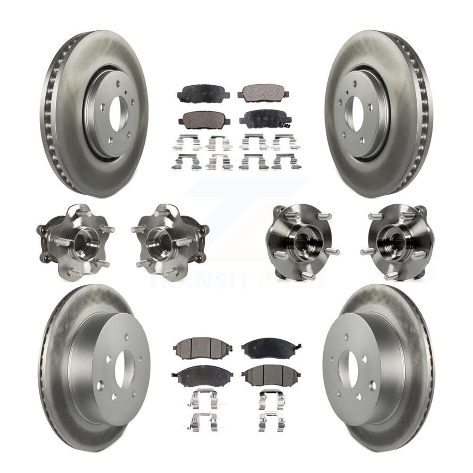 Front Rear Hub Bearing Coated Disc Brake Rotor Pads Kit (10Pc) For INFINITI FX35 FX37 AWD KBB-111636