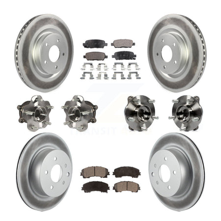 Front Rear Hub Bearing Coated Brake Rotor Pads Kit (10Pc) For 2016-2017 INFINITI QX50 AWD KBB-111638