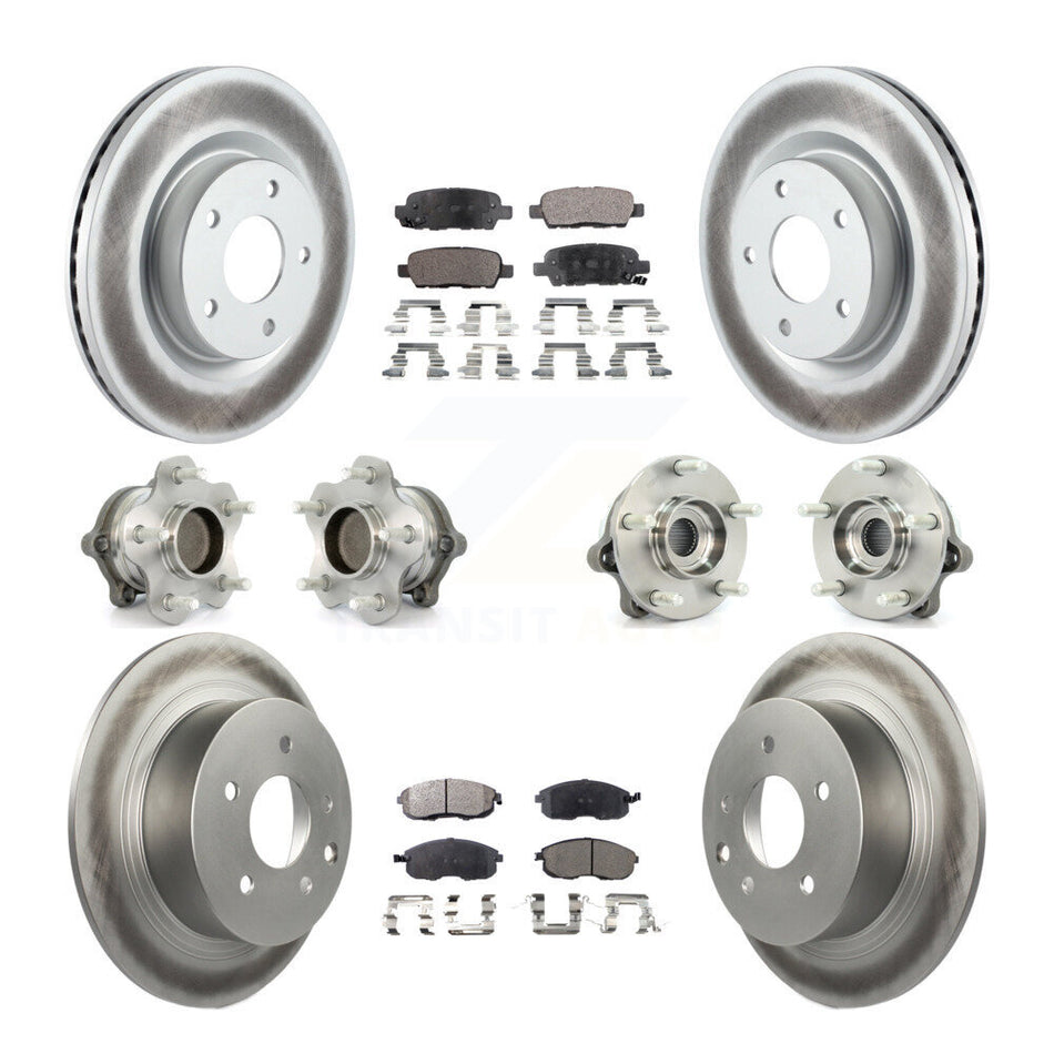 Front Rear Hub Bearings Assembly Coated Disc Brake Rotors And Semi-Metallic Pads Kit (10Pc) For Nissan Altima KBB-111641