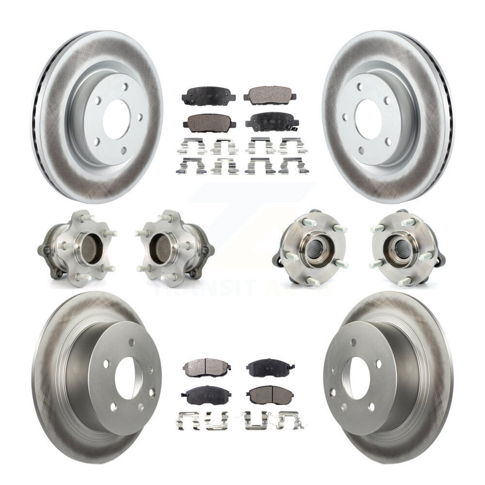 Front Rear Hub Bearings Assembly Coated Disc Brake Rotors And Semi-Metallic Pads Kit (10Pc) For Nissan Altima KBB-111643
