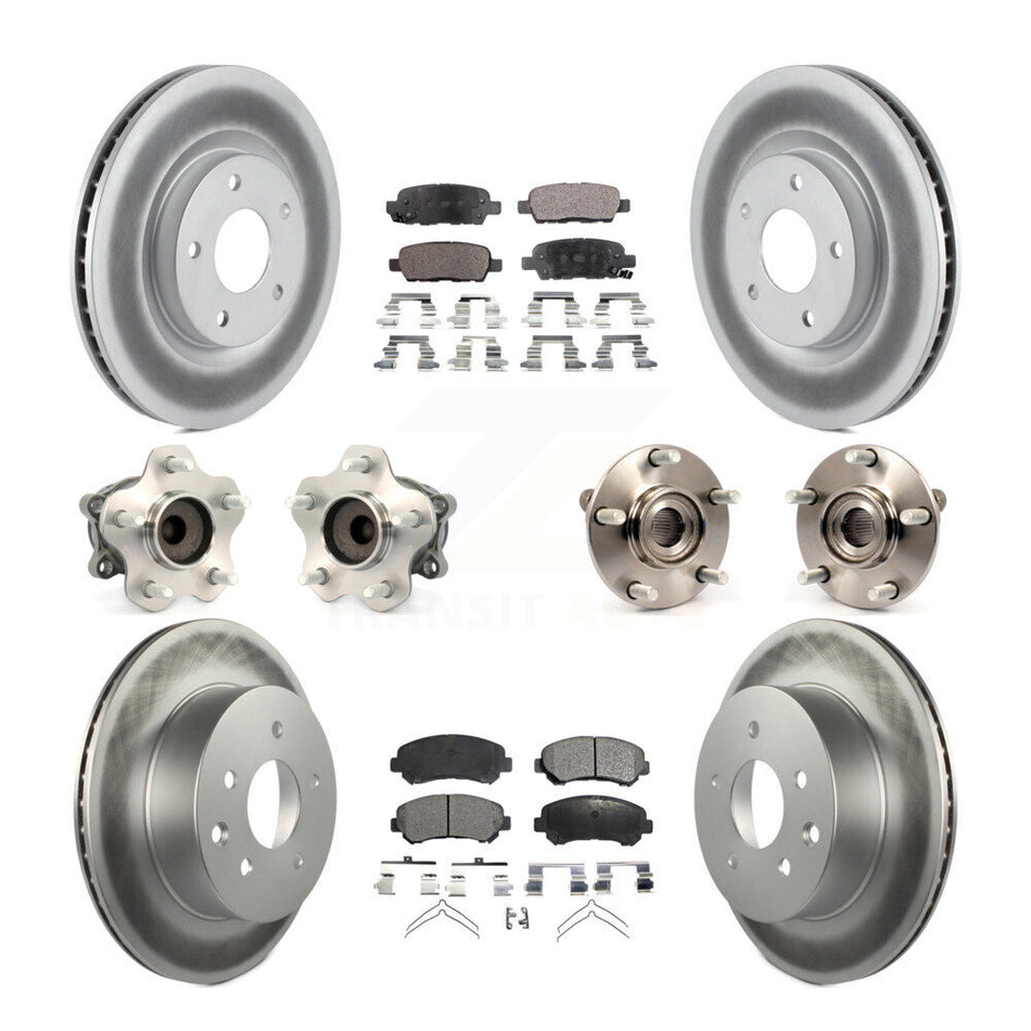 Front Rear Hub Bearings Assembly Coated Disc Brake Rotors And Semi-Metallic Pads Kit (10Pc) For Nissan Rogue Select FWD KBB-111649