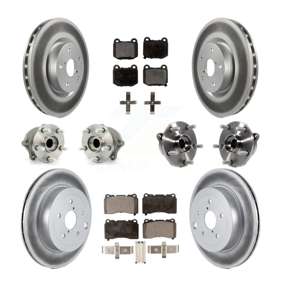 Front Rear Hub Bearings Assembly Coated Disc Brake Rotors And Semi-Metallic Pads Kit (10Pc) For Subaru Impreza WRX STI KBB-111654