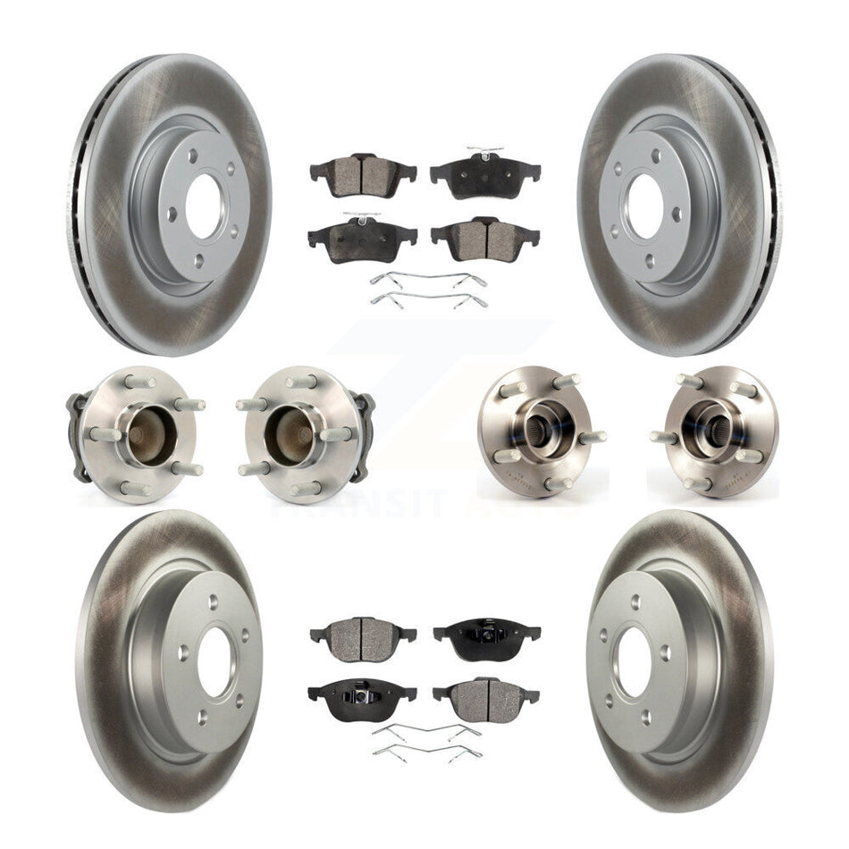 Front Rear Hub Bearings Assembly Coated Disc Brake Rotors And Semi-Metallic Pads Kit (10Pc) For Volvo S40 C70 C30 V50 KBB-111662
