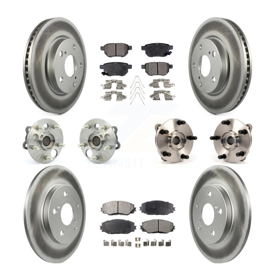 Front Rear Hub Bearings Assembly Coated Disc Brake Rotors And Semi-Metallic Pads Kit (10Pc) For 2008-2015 Scion xB KBB-111668