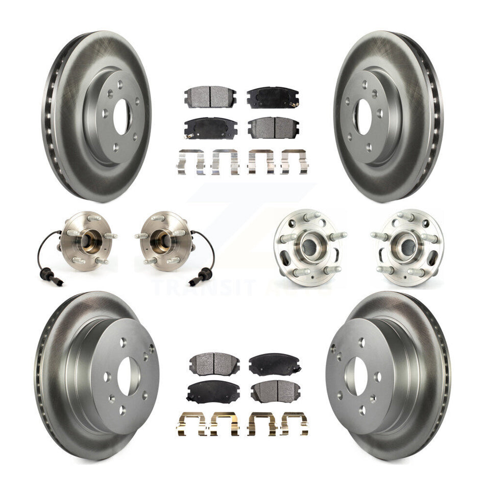 Front Rear Hub Bearings Assembly Coated Disc Brake Rotors And Semi-Metallic Pads Kit (10Pc) For 2010-2017 Chevrolet Equinox GMC Terrain KBB-111677