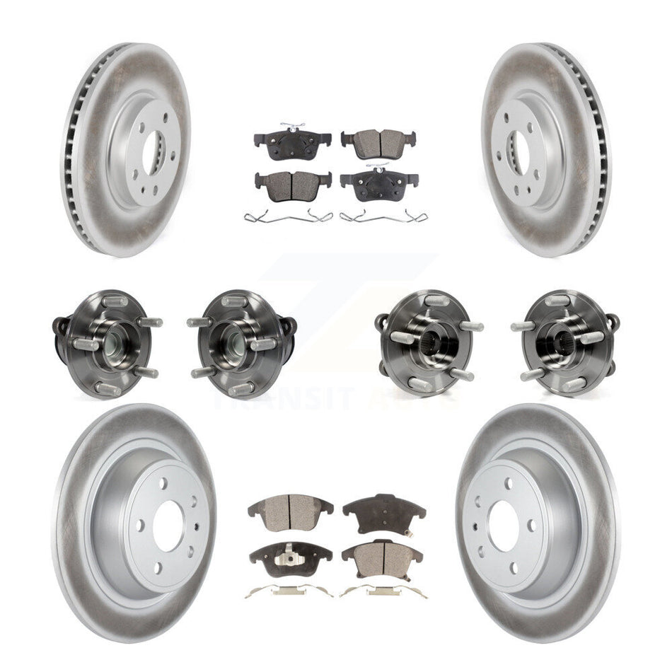 Front Rear Hub Bearings Assembly Coated Disc Brake Rotors And Semi-Metallic Pads Kit (10Pc) For Ford Fusion Lincoln MKZ KBB-111679